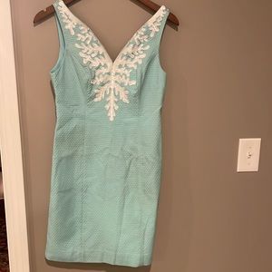 Lilly Pulitzer light blue and white beaded dress